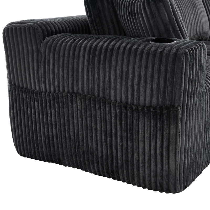 Modulares Sofaset mit Liegestühlen und Doppelbetten, 5 Kissen und 2 Getränkehaltern， 257X160X62 cm, Grau