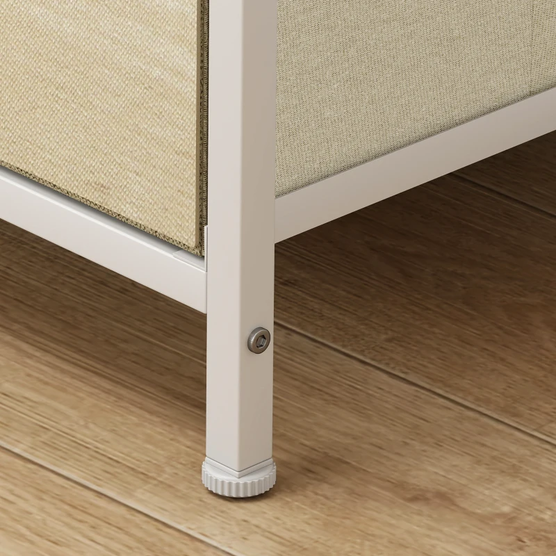 HOMCOM Perchero 4 en 1, Mueble de Entrada con 7 Cajones Plegables de Tela, 14 Ganchos y Panel Rejilla, Roble