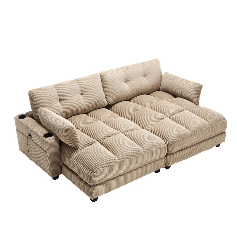 Palm-Sessel mit austauschbaren linken und rechten Armlehnen, drei Becherhaltern und einer Seitentasche, USB-Anschlüssen an den Seitenlehnen, 140L x 112B x 81H, Khaki