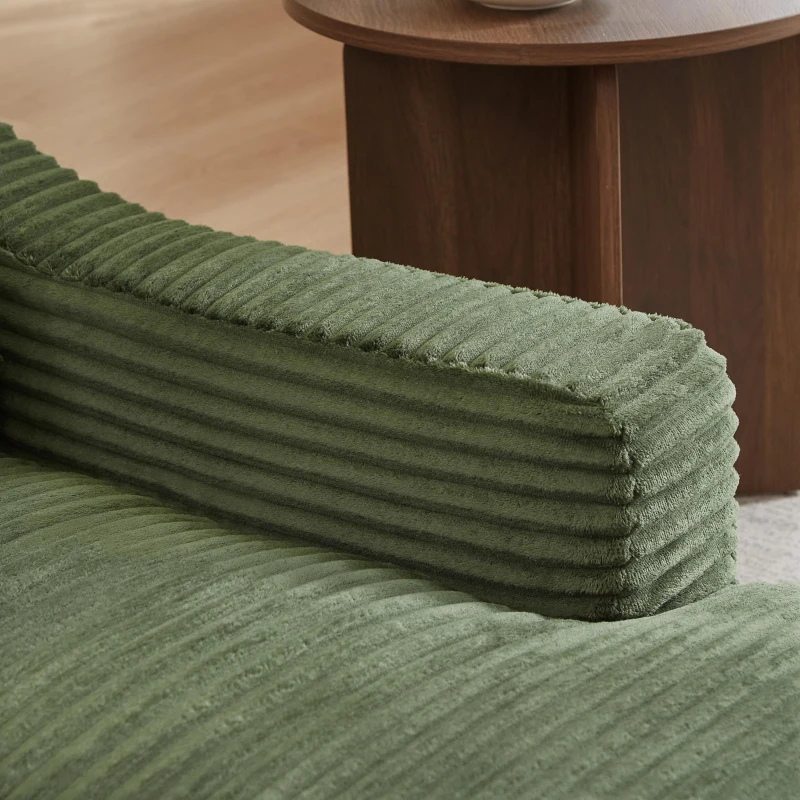 Knochenloses Cord-Freizeitsofa, doppellagiges Design, kann in ein Bett gefaltet werden, 100L x 160B x 64H cm, Grün