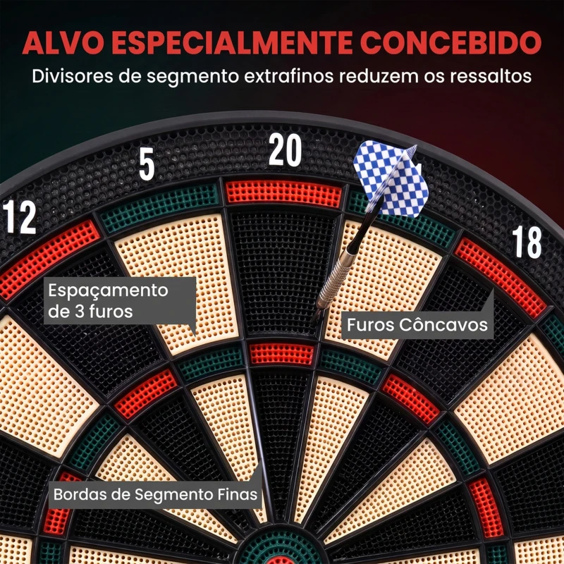 HOMCOM Alvo Eletrónico com 6 Dardos e 30 Pontas, Ecrã LCD, 26 Jogos e 185 Variações, para 8 Jogadores