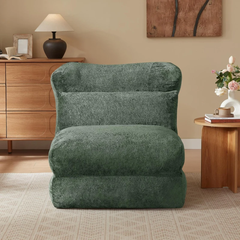 Knochenloser Sofa-Kombinationssitz, umwandelbar von einem einzelnen Sessel in einen Sessel, geeignet für Wohnzimmer und Schlafzimmer, 90L x 118B x 86H cm,Grün