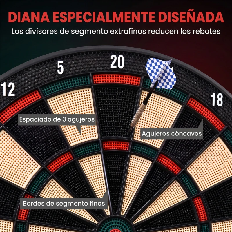 HOMCOM Diana Electrónica con 6 Dardos y 30 Puntas Pantalla LCD 26 Juegos y 185 Variaciones para 8 Jugadores