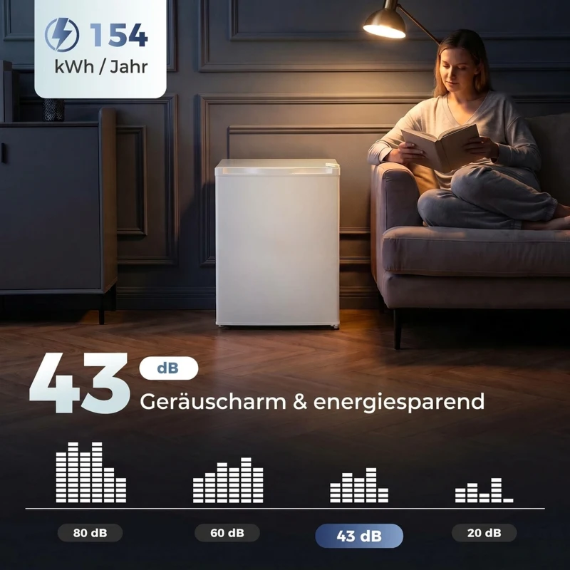 HOMCOM Mini-vriezer 59,1 l, tafelmodel, omkeerbare deur, uitneembare planken, instelbare temperatuur, wit