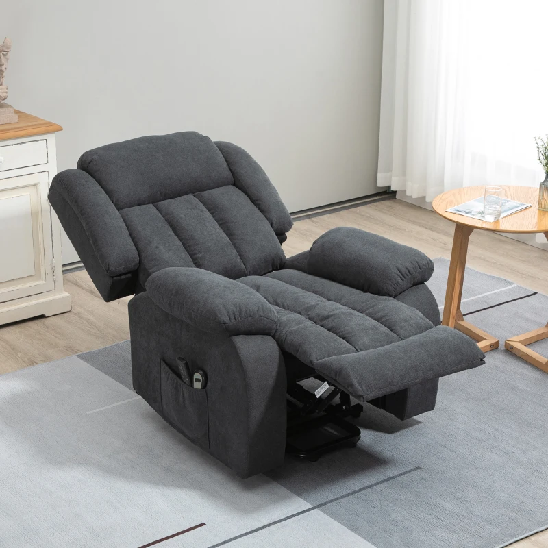 HOMCOM Power Lift Recliner Chair with Vibration Massage, Lift Chair for Elderly with Footrest, Remote, Side Pocket, Dark Grey