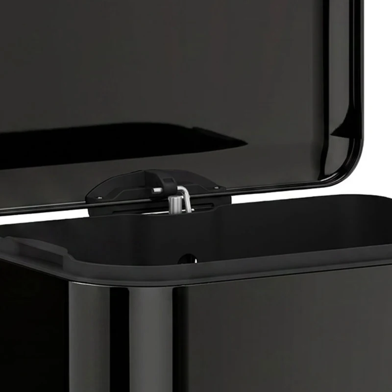 HOMCOM 50 L Kitchen Pedal Bin, Metal Rubbish Bin with Removable Inner Bucket, Soft-Close & Stay-Open Lid, High Gloss Black