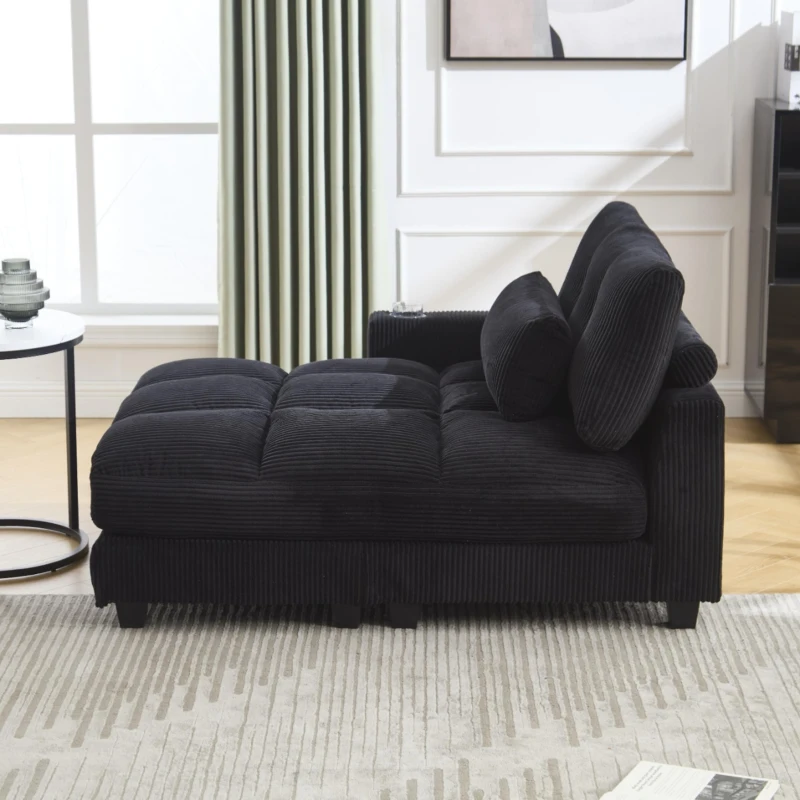 Palm-Sessel mit austauschbaren linken und rechten Armlehnen, drei Becherhaltern und einer Seitentasche, USB-Anschlüssen an den Seitenlehnen, 140L x 112B x 81H,Schwarz
