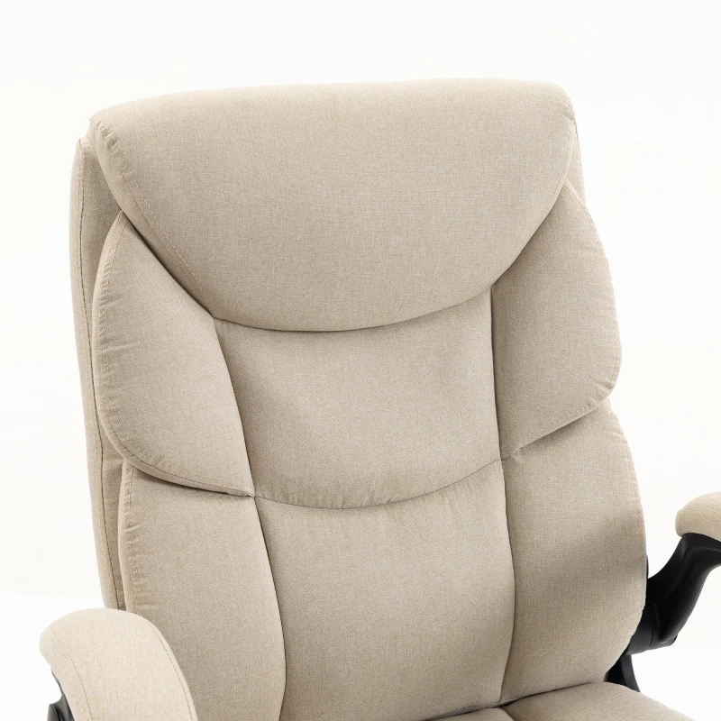 HOMCOM Office Chair, Executive Desk Chair with Flip-up Armrest, Thick Padding, 360 Degree Swivel, Cream White