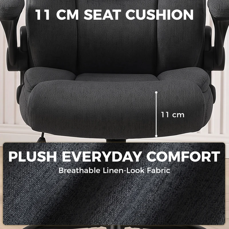 HOMCOM Office Chair, Executive Desk Chair with Flip-up Armrest, Thick Padding, 360 Degree Swivel, Dark Grey