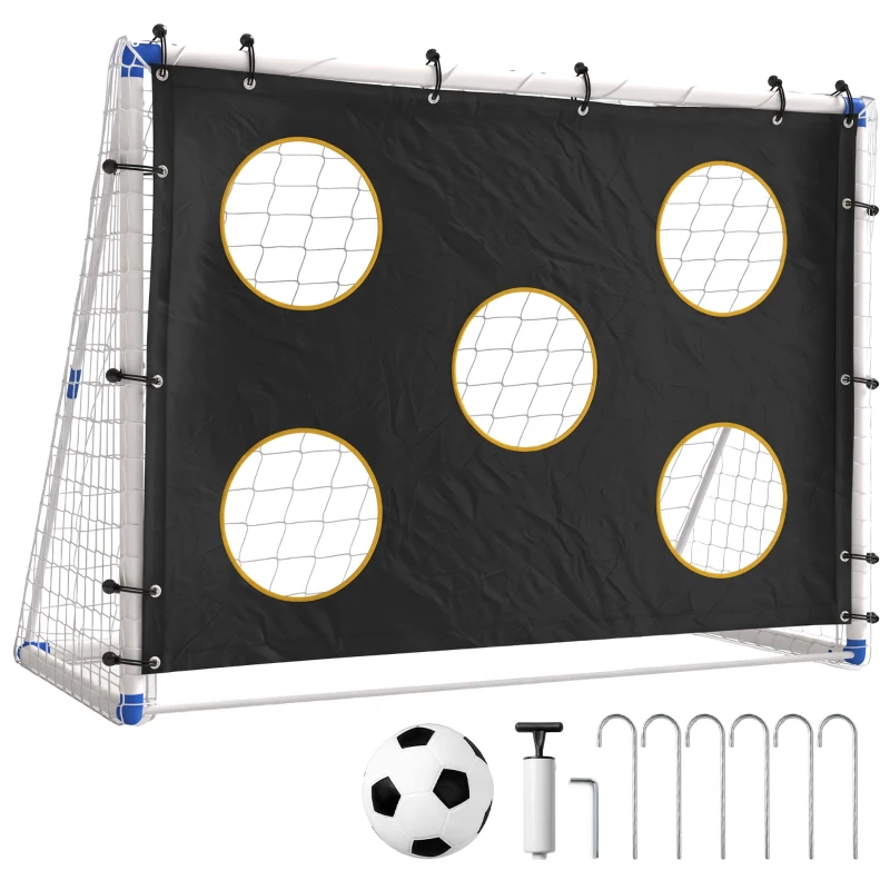 SPORTNOW Football Goal, 183 x 96 x 130 cm Portable Practice Football Net with Target Cloth and PVC ball, Tetoron Training Goal