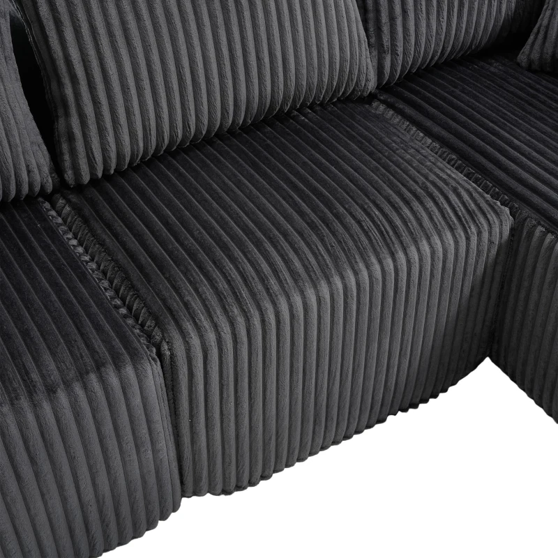 Modulares Sofaset mit Liegestühlen und Doppelbetten, 5 Kissen und 2 Getränkehaltern， 257X160X62 cm, Grau
