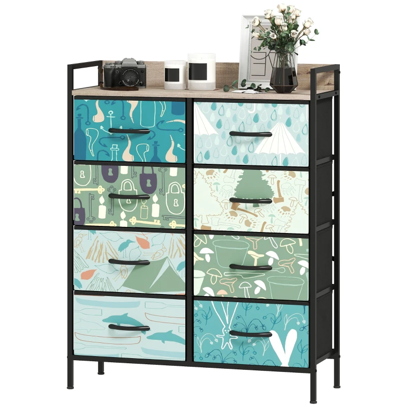 HOMCOM 8-Drawer Chest of Drawers - Blue