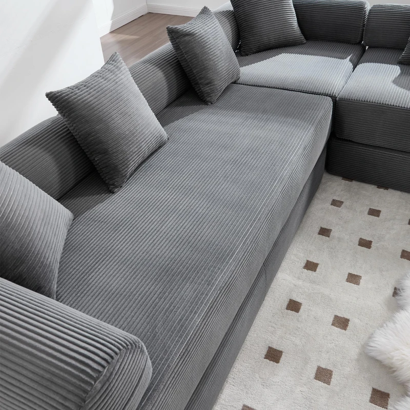 Bequemes Familiensofa mit Stauraum, frei kombinierbar, 270L x 180B x 64H cm, Dunkelgrau