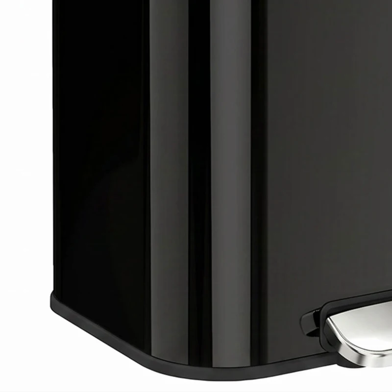 HOMCOM 50 L Kitchen Pedal Bin, Metal Rubbish Bin with Removable Inner Bucket, Soft-Close & Stay-Open Lid, High Gloss Black