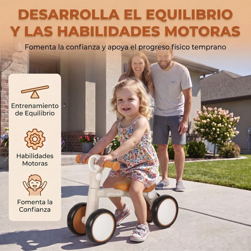 AIYAPLAY Bicicleta sin Pedales Plegable Ultraligera Marco de Aluminio Asiento y Manillar Ajustable para Niños de 1-2 Años Crema