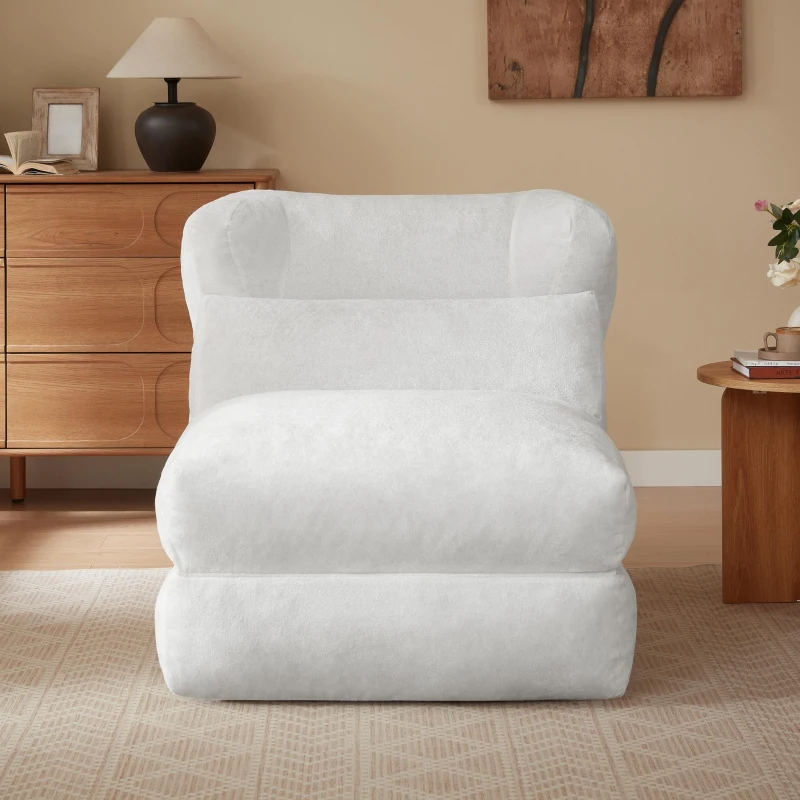 Knochenloser Sofa-Kombinationssitz, umwandelbar von einem einzelnen Sessel in einen Sessel, geeignet für Wohnzimmer und Schlafzimmer, 90L x 118B x 86H cm,Weiß
