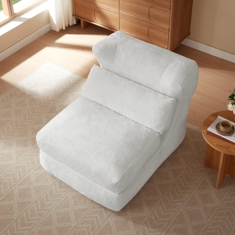 Knochenloser Sofa-Kombinationssitz, umwandelbar von einem einzelnen Sessel in einen Sessel, geeignet für Wohnzimmer und Schlafzimmer, 90L x 118B x 86H cm,Weiß