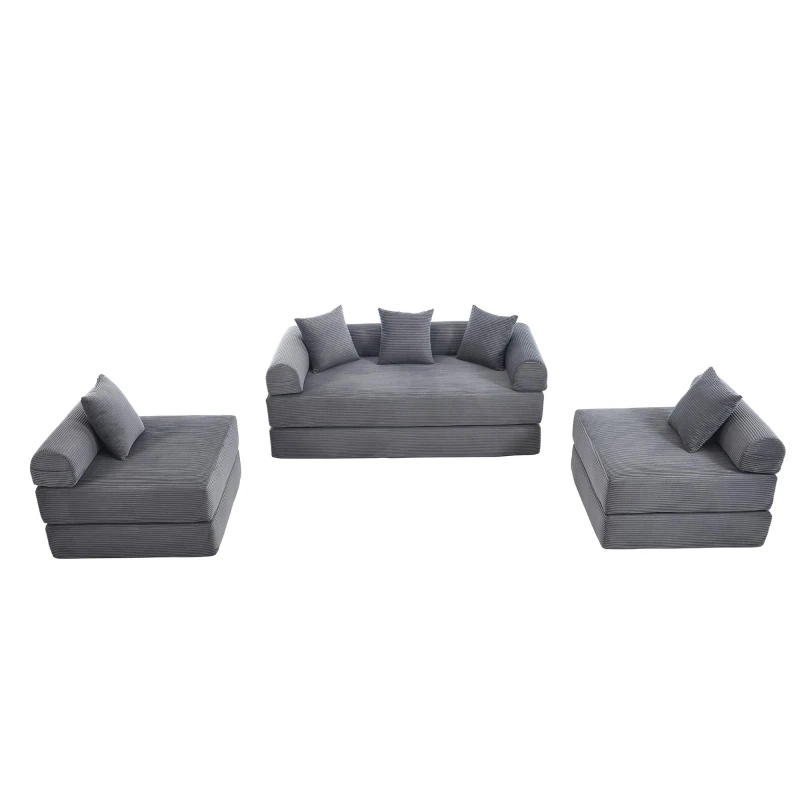 Bequemes Familiensofa mit Stauraum, frei kombinierbar, 270L x 180B x 64H cm, Dunkelgrau