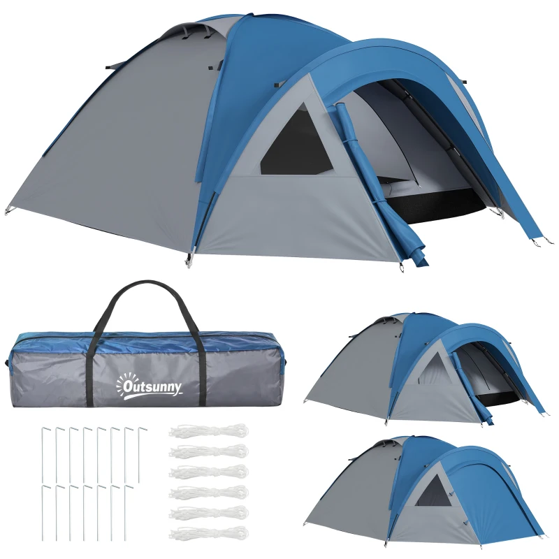 Outsunny Dubbelwandige koepeltent familietent voor 4 personen outdoor iglo waterdicht