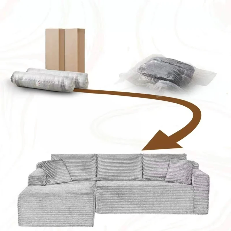 Moduläres L-förmiges 3-Sitzer-Sofa, gefertigt aus atmungsaktivem Stoff und hochwiderstandsfähigem Memory-Schaumstoff, mit abnehmbarer Rückenlehne und Nackenkissen, Maße 252,5L x 163B x 65H cm, Schwarz