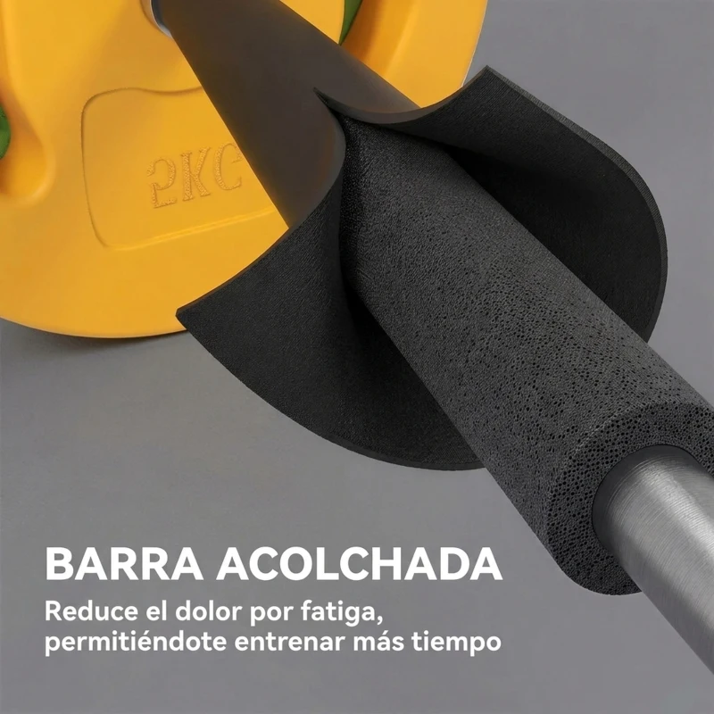 HOMCOM Barra de Pesas con 6 Discos de Pesos 1,5kg 2,5kg 5 kg para Entrenamiento Fuerza y Brazos 130x28x28 cm Multicolor