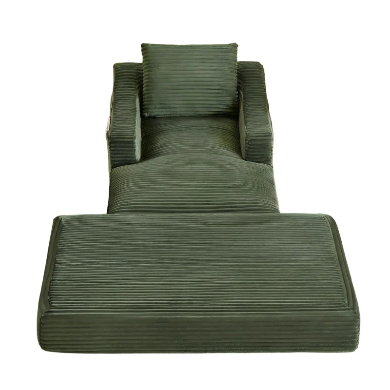 Knochenloses Cord-Freizeitsofa, doppellagiges Design, kann in ein Bett gefaltet werden, 100L x 160B x 64H cm, Grün
