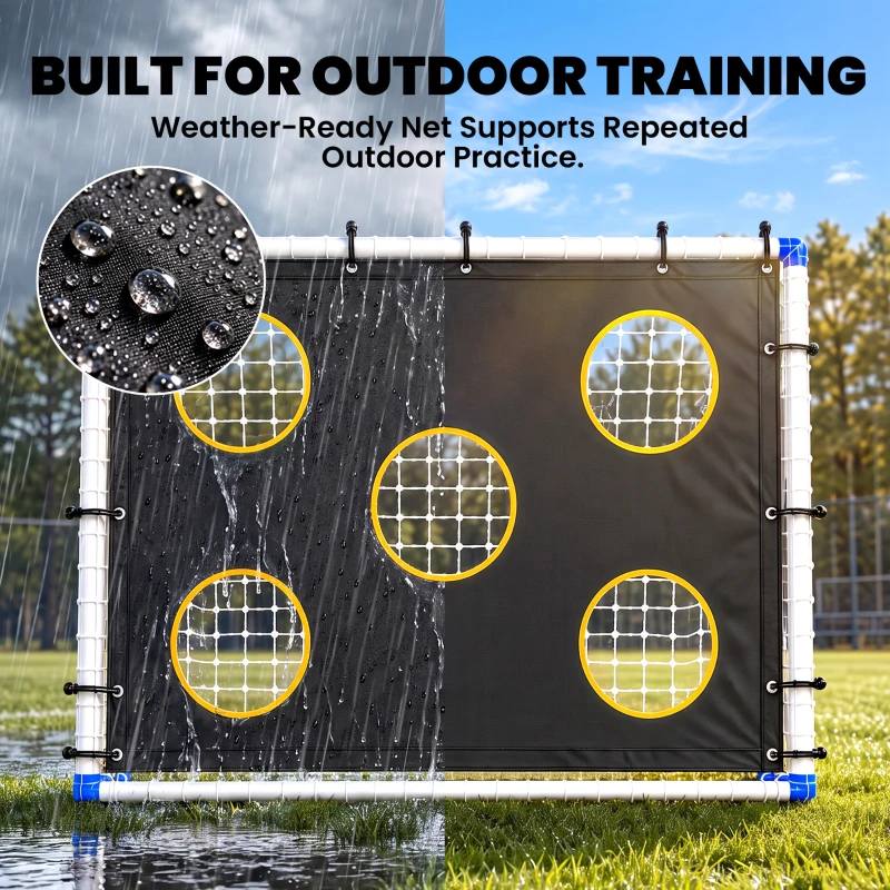 SPORTNOW Football Goal, 183 x 96 x 130 cm Portable Practice Football Net with Target Cloth and PVC ball, Tetoron Training Goal
