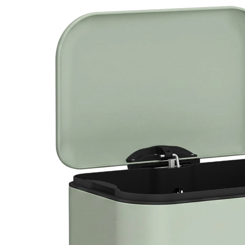 HOMCOM 50 L Kitchen Pedal Bin, Metal Rubbish Bin with Removable Inner Bucket, Soft-Close & Stay-Open Lid, Light Green