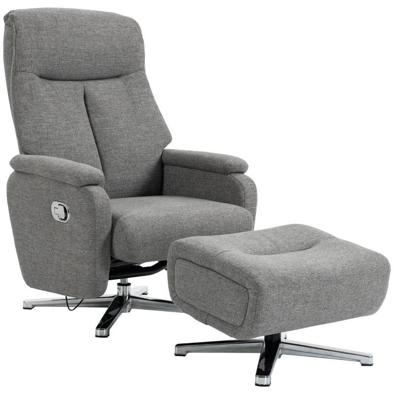 HOMCOM Sillón relax ajustable manualmente, sillón lounge con reposapiés, Gris oscuro