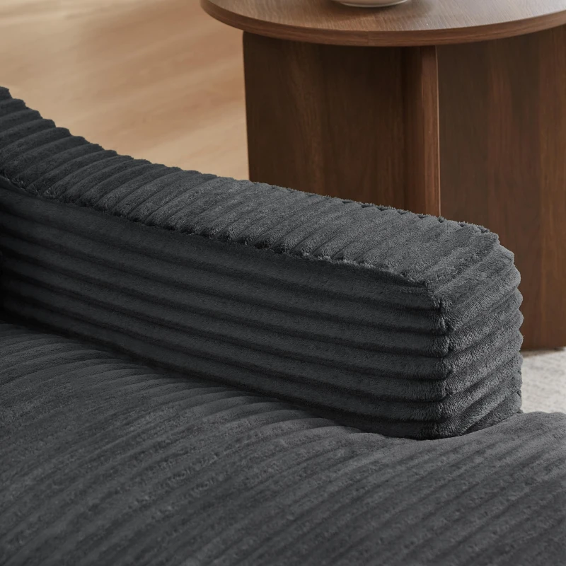 Knochenloses Cord-Freizeitsofa, doppellagiges Design, kann in ein Bett gefaltet werden, 100L x 160B x 64H cm, Dunkelgrau