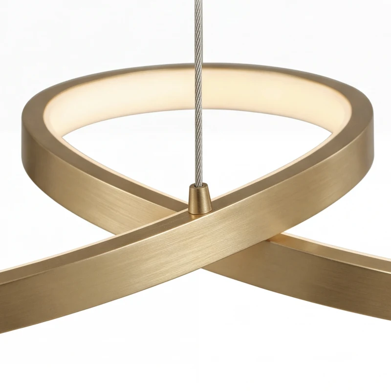 HOMCOM Suspension Luminaire avec 2 Anneaux, Lustre Suspendu LED à 3 Températures de Couleur, Hauteur Réglable, Doré