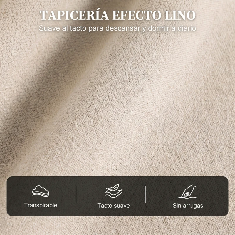 HOMCOM Sillón Relax Reclinable Manual hasta 155° de Tejido Efecto Lino Reposapiés Muelles Ensacados Acolchado Grueso Crema
