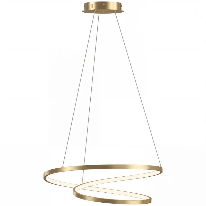 HOMCOM Suspension Luminaire avec 2 Anneaux, Lustre Suspendu LED à 3 Températures de Couleur, Hauteur Réglable, Doré