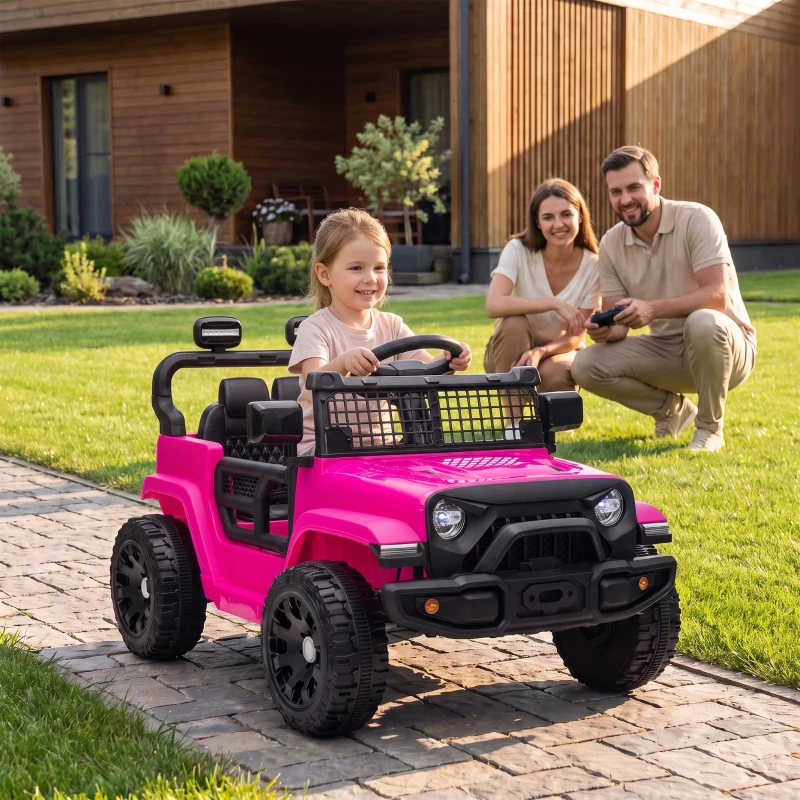 AIYAPLAY Voiture Électrique Enfants 12V, Buggy Électrique Enfants, 2-4 km/h, 2 Moteurs, Télécommande, Batterie Lithium, Rose
