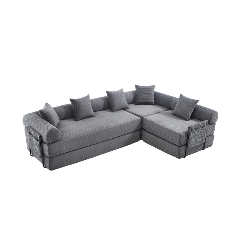 Bequemes Familiensofa mit Stauraum, frei kombinierbar, 270L x 180B x 64H cm, Dunkelgrau