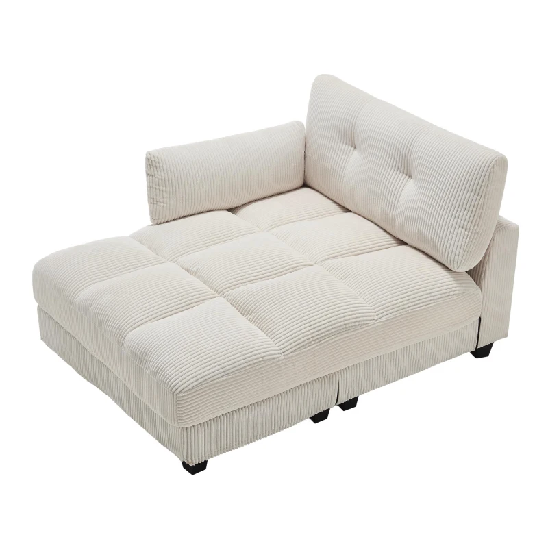 Das schwarze Cord-Doppelsofa verfügt über 2 Kissen, 4 Becherhalter und 4 Seitentaschen, kann in zwei unabhängige Sitze geteilt werden, 224L x 140B x 81H cm , Beige