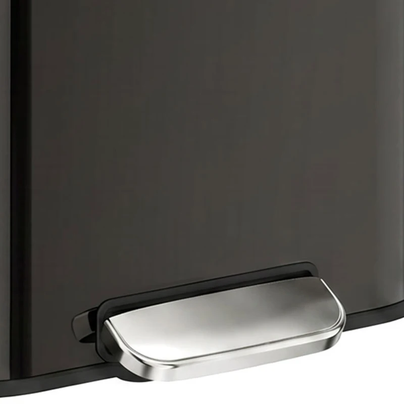 HOMCOM 20 L Kitchen Pedal Bin, Metal Rubbish Bin with Removable Inner Bucket, Soft-Close & Stay-Open Lid, High Gloss Black