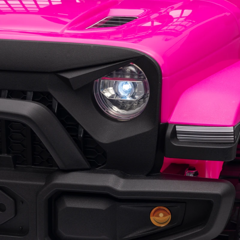 AIYAPLAY 12V Electric Car for Kids with Remote, Dual Motors, Rear Suspension, Soft Start, Music, Lights for 3-8 Years, Pink