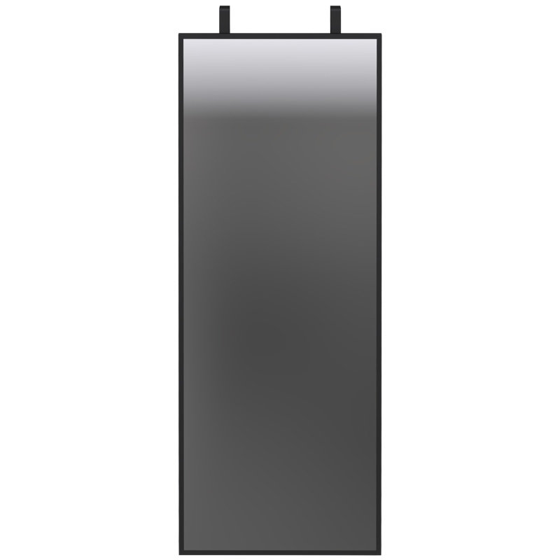 HOMCOM Oglindă de perete dreptunghiulară pentru ușă, oglindă decorativă mare pentru dormitor din sticlă temperată 110 x 40 cm, negru