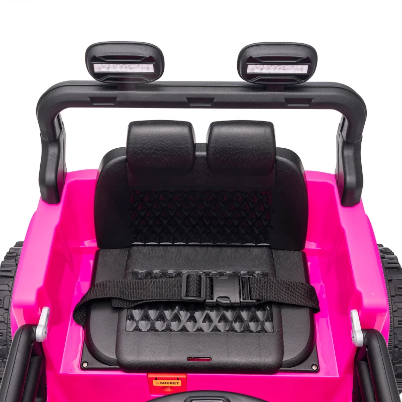 AIYAPLAY 12V Electric Car for Kids with Remote, Dual Motors, Rear Suspension, Soft Start, Music, Lights for 3-8 Years, Pink