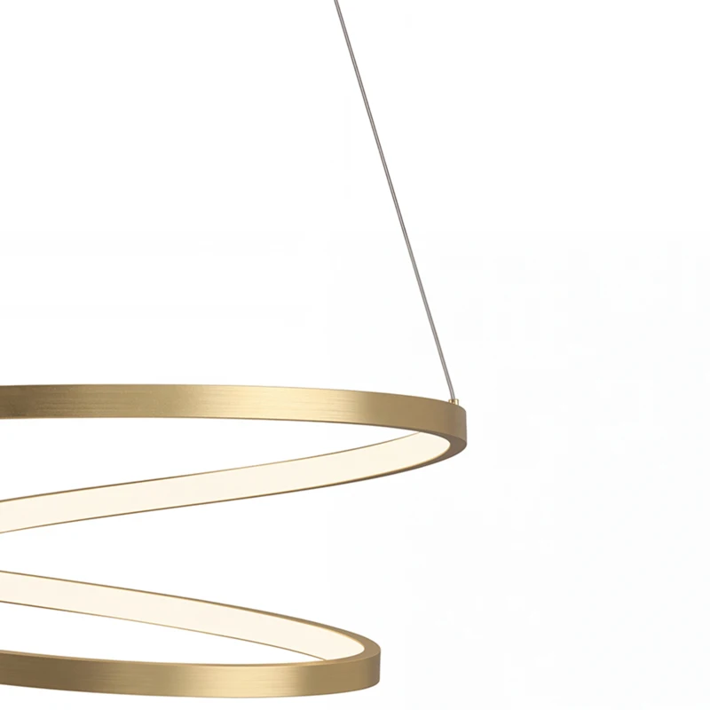 HOMCOM Suspension Luminaire avec 2 Anneaux, Lustre Suspendu LED à 3 Températures de Couleur, Hauteur Réglable, Doré