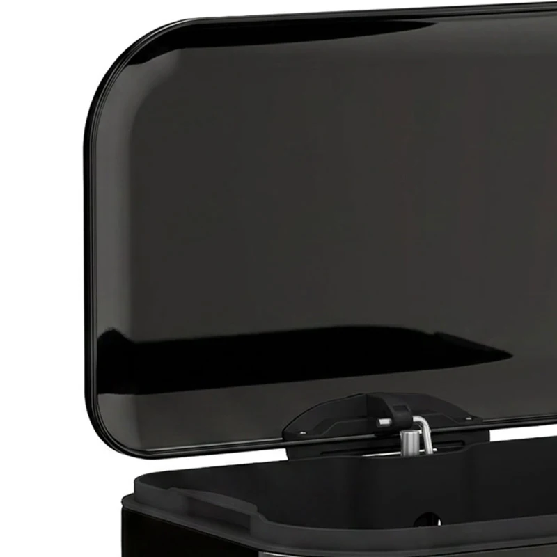HOMCOM 50 L Kitchen Pedal Bin, Metal Rubbish Bin with Removable Inner Bucket, Soft-Close & Stay-Open Lid, High Gloss Black