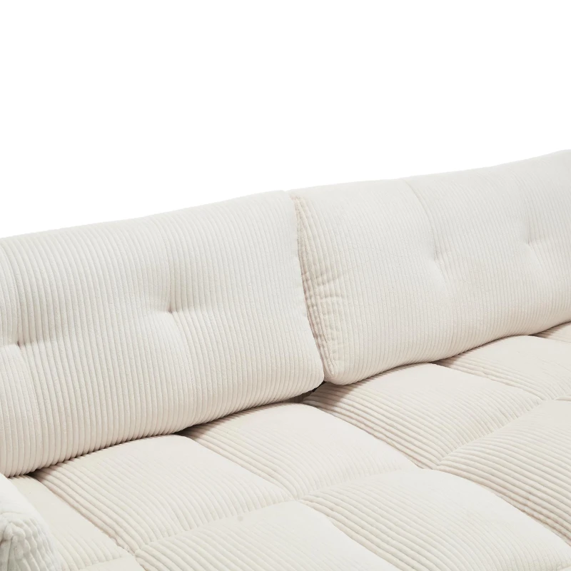 Das schwarze Cord-Doppelsofa verfügt über 2 Kissen, 4 Becherhalter und 4 Seitentaschen, kann in zwei unabhängige Sitze geteilt werden, 224L x 140B x 81H cm , Beige