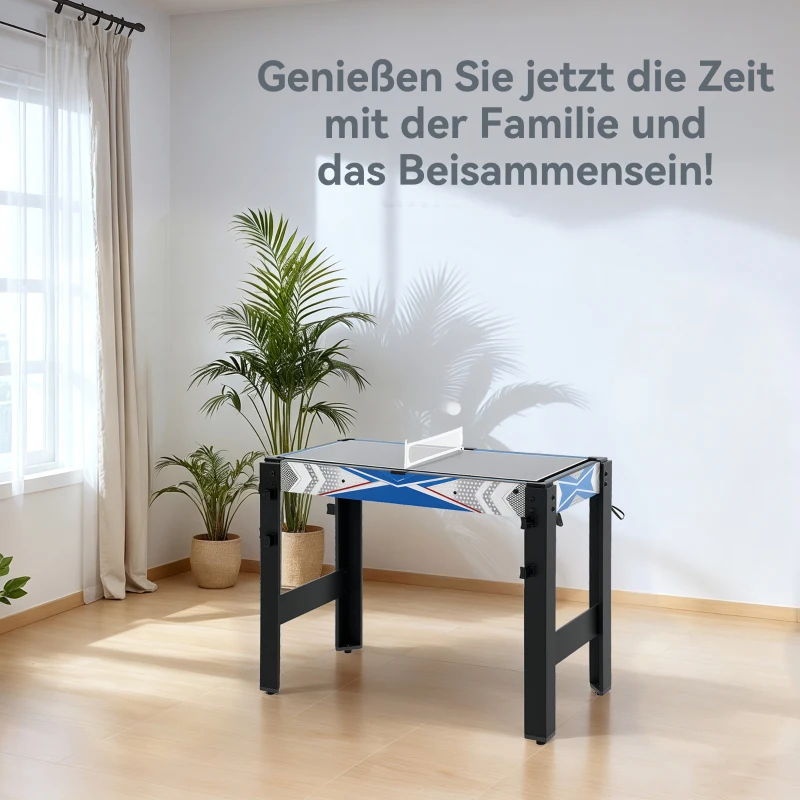 SPORTNOW 5-in-1 Speeltafel, Biljart, Tafeltennis, Hockey, Basketbal, Boogschieten, Inclusief Accessoires, MDF, Kunststof, Blauw(m-6)