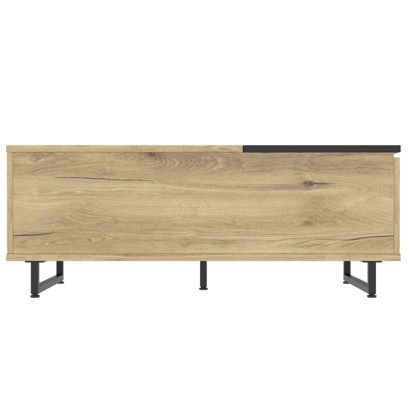 Schrank mit LED-Stehleuchte und ausreichend Stauraum, verstellbare Höhe mit Schublade und Fach, 103,5 x 50 B x 27,5 H cm, Natur