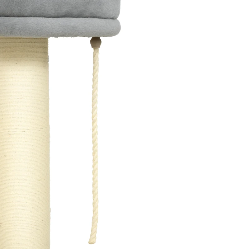 PawHut Krabpaal met kattenbed, 1 ligplek, incl. kattenspeeltje, 55 x 55 x 83 cm, grijs