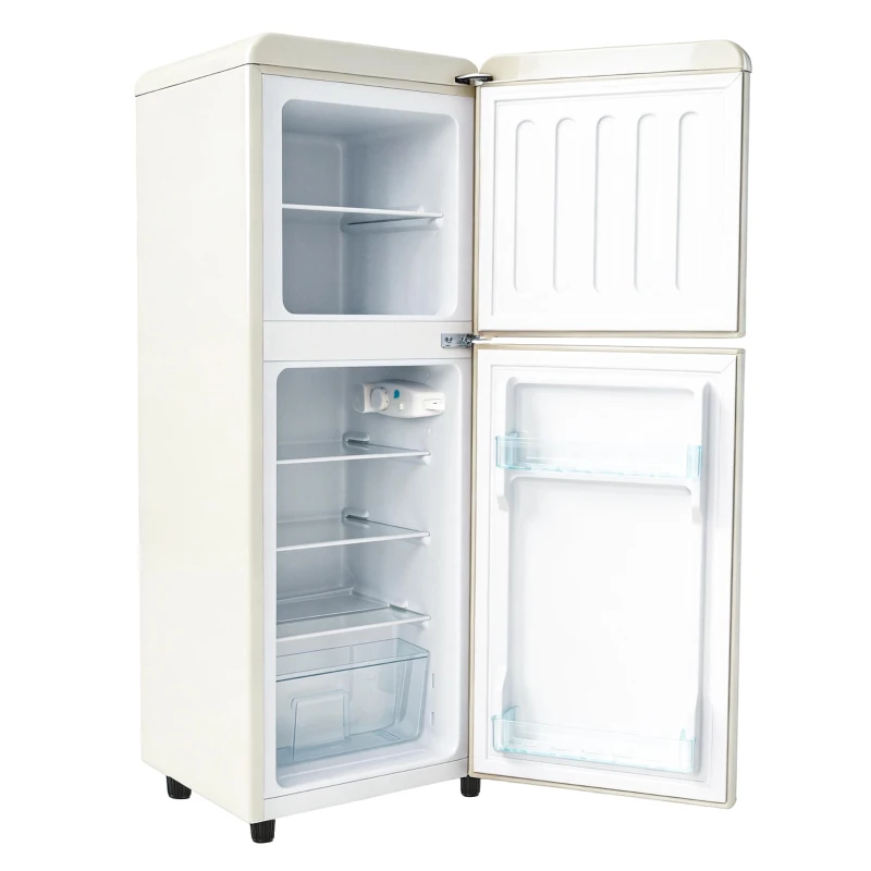 112L Doppeltür-Kühlschrank, 72L Kühlfach + 40L Gefrierfach, 7-stufiger Temperaturregler, 41L x 48,5 B x 114,5 H cm, Cremefarben
