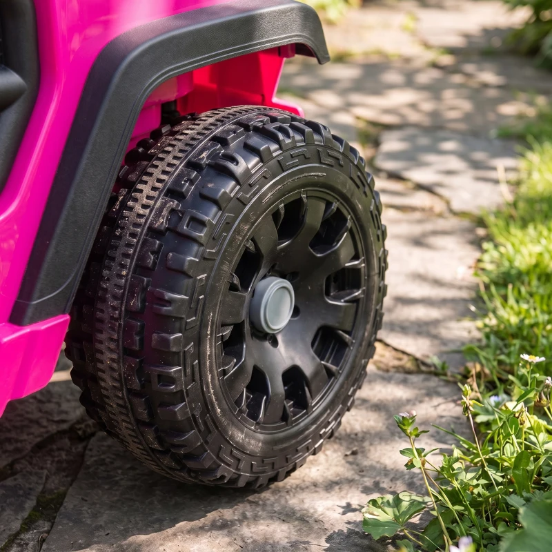 AIYAPLAY 12V Electric Car for Kids with Remote, Dual Motors, Rear Suspension, Soft Start, Music, Lights for 3-8 Years, Pink