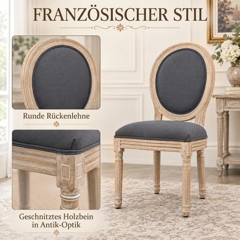HOMCOM set van 2 eetkamerstoelen 49 cm x 56 cm x 96 cm