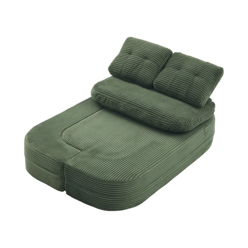 2-in-1 Cordsofa mit verstellbarer Funktion, 2 Getränkehaltern, hohe Rückenlehne und extra tiefe Sitzfläche, 165L x 97B x 61H cm, Smaragdgrün